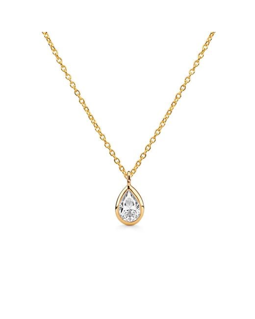 Augustine Jewels Metallic Delicate Pear Shaped Diamond Necklace Bezel Set