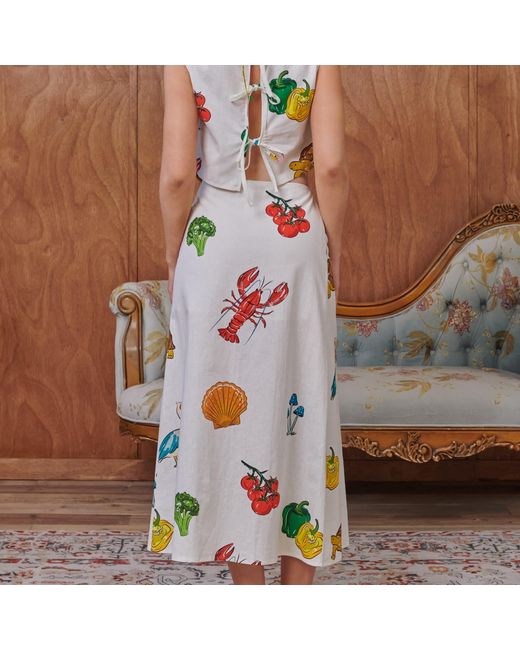 Pecanpepperpelican White Vhagar Long Wrap Skirt