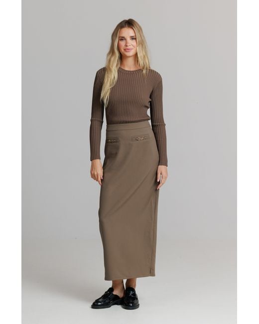 Lou&Up (Formerly Loup Clothing) Brown Buckle Skirt Mushroom