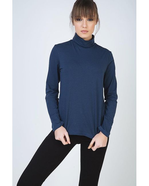 Conquista Blue Long Sleeve Polo Neck Jumper