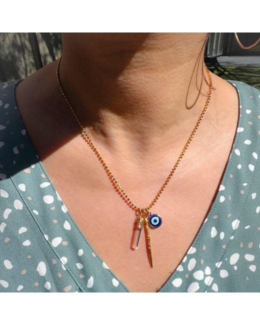 Lexi Jewelry Metallic Evil Eye, Crystal & Mien Stick Necklace