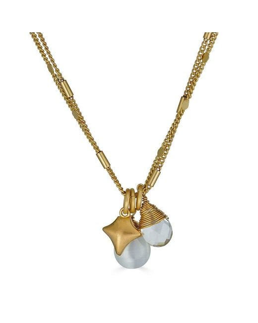 Loni Paul Jewelry Metallic Delicate Clear Quartz & Cats Eye Necklace