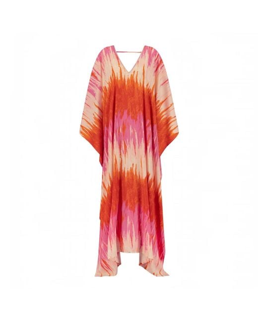 Belyed Handcraft Red Darice – Crepe Silk Kaftan By Belyed