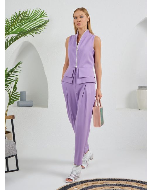 Lumina Eligma Purple Construct Vest Suit & Pants Ensemble