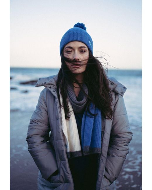 BEIRA Blue Wool & Cashmere Bobble Hat –