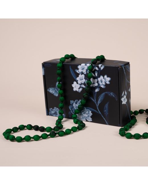 Silk and Bears Green Emerald Silk Bead Necklace – Hand-Wrapped & Knotted