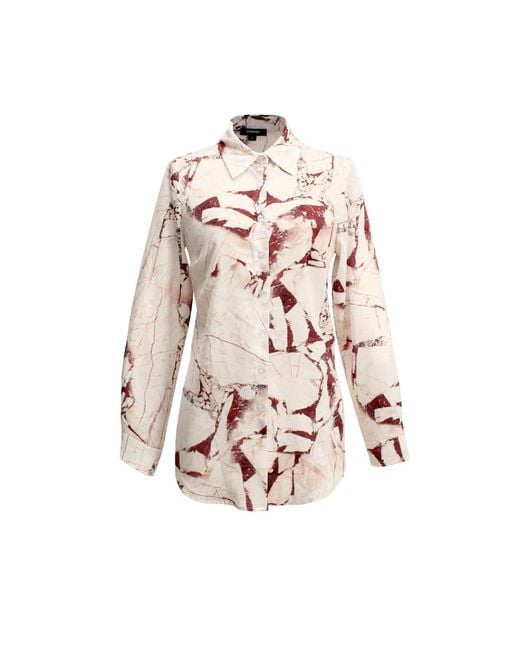 Smart and Joy Pink Straight Shirt With Marble Effect Print