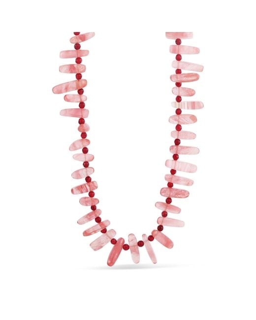 Hannah B. Jewelry Red Rose Quartz Spike Necklace