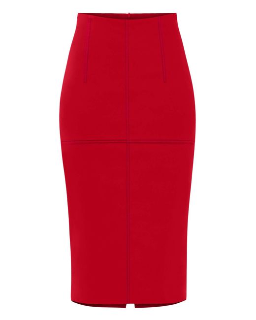 Tia Dorraine Red Details Matter High-waist Pencil Midi Skirt