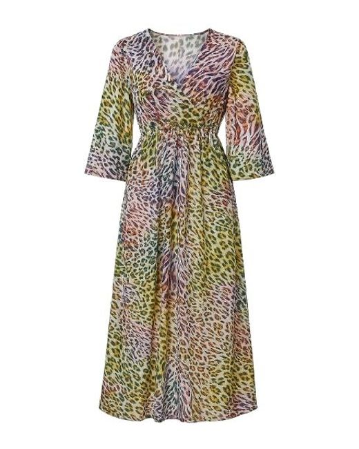 Conquista Multicolor Animal Print Empire Line Dress