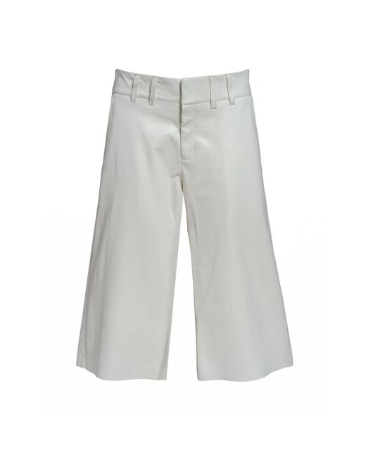 Hedare Gray Capri Leather Trousers