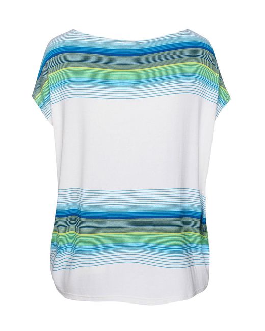 Conquista Blue Sleeveless Top With Striped Print