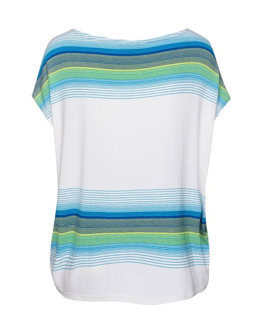 Conquista Blue White Sleeveless Top With Striped Print