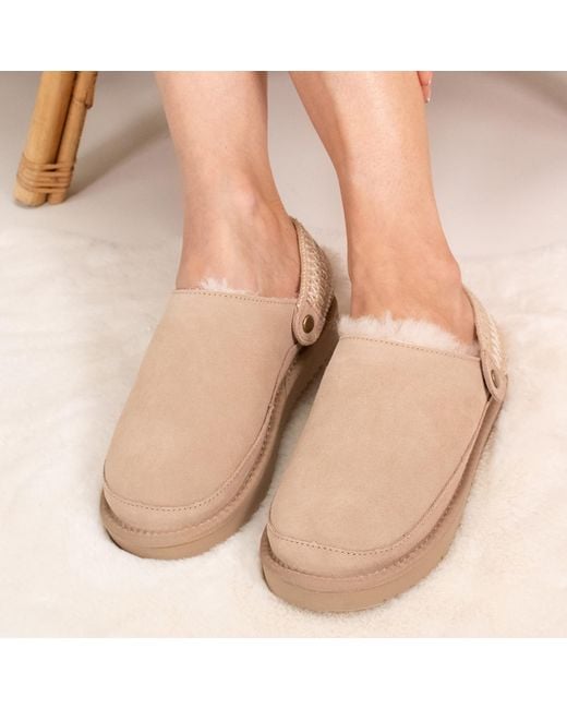 Pretty You London Pink Neutrals Hallie Sheepskin Multiway Slippers