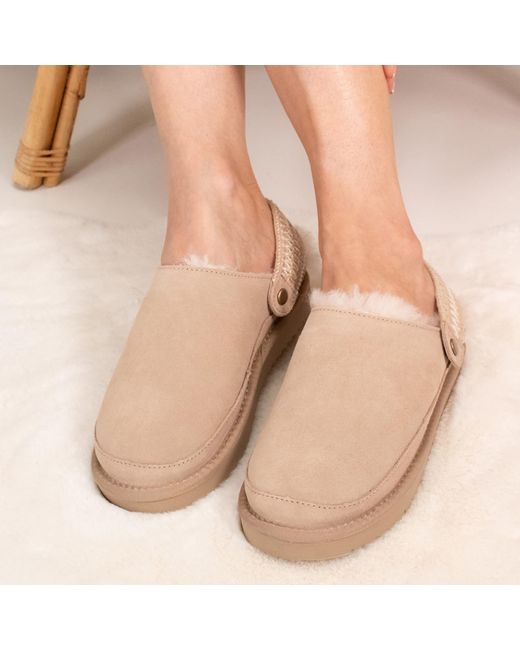 Pretty You London Pink Neutrals Hallie Sheepskin Multiway Slippers