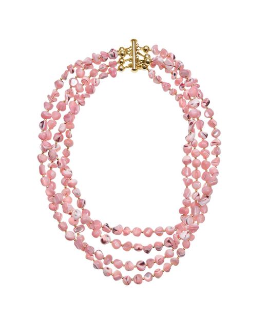 Farra Ocean's Beauty Multi-layered Pink Shells Necklace