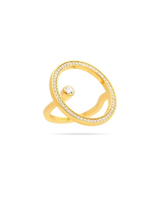 Meulien Metallic Large Open Circle Ring With Floating Cz Stud