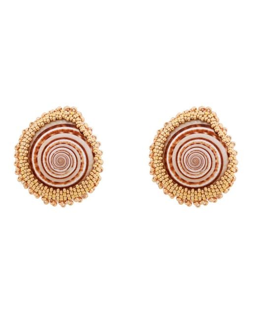 Oana Savu Metallic Beaded Sea Shells Earrings Sterling Studs Beads