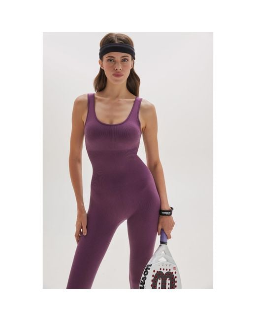 Altra Volta Purple Sculpted Ribbed Jumpsuit