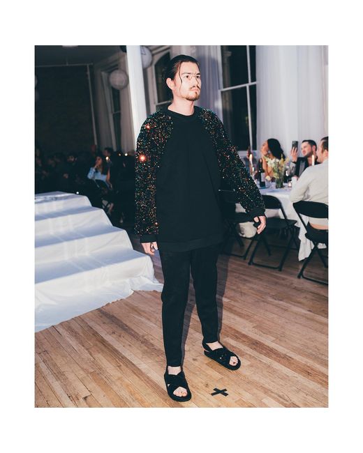 By Noa Rawitz Black Oversized Raglan Sleeve Sequins Sweater