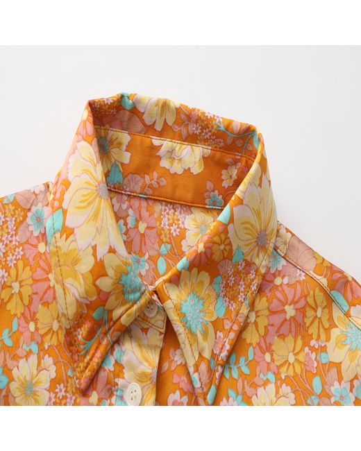 FRONT ROW SHOP Brown Daisy Shapeable Shirt