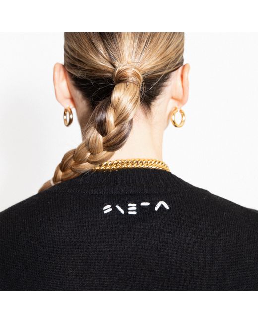 SVETA Milano Black Billie Cashmere Sweater With Embroidery