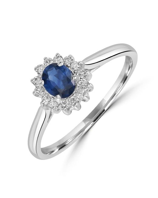 Artisan Blue 18K Sapphire & Diamond Halo Solitaire Ring