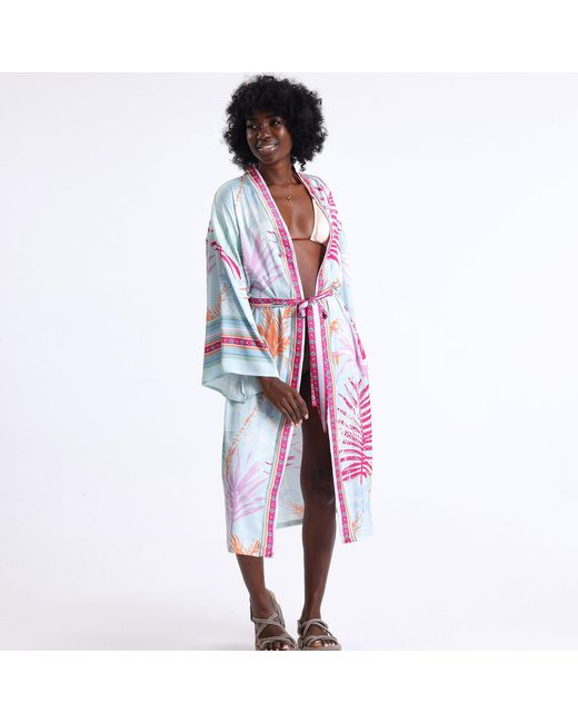 LOVEIST STORE Multicolor Palma Silky Satin Kimono