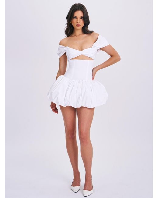 Miss Circle New York White Umika Bubble Hem Mini Dress