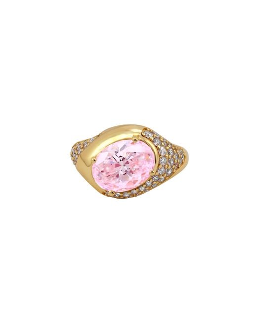 Arte Madrid Pink Sierra Pavé Contour Statement Ring