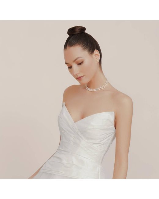 Pearl Code Metallic Three Row Pearl Choker, Bridal Necklace