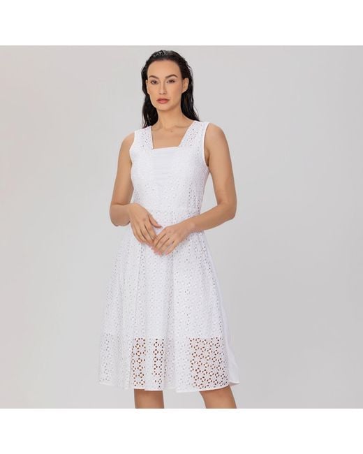 Smart and Joy White Lace Fit-And-Flare Short Dress