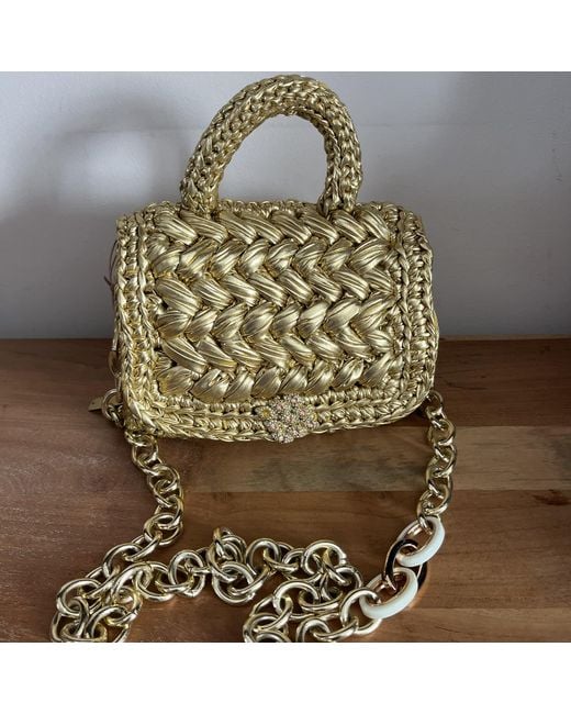 Sibylla Delphica Metallic Crochet Clutch Bag