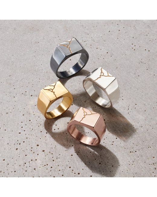 Posh Totty Designs Gray Chunky Kintsugi Signet Ring for men