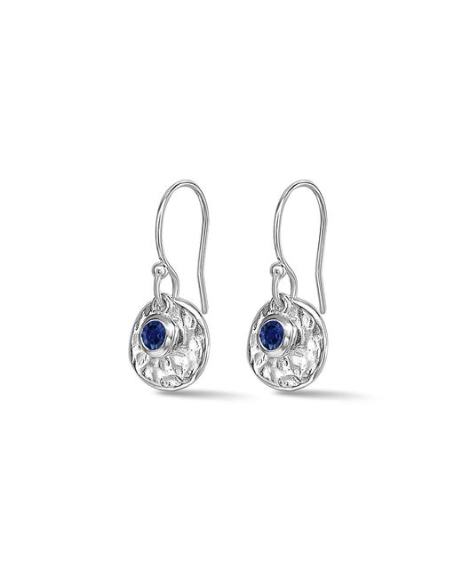 Dower & Hall White Sapphire Hammered Disc Drop Earrings