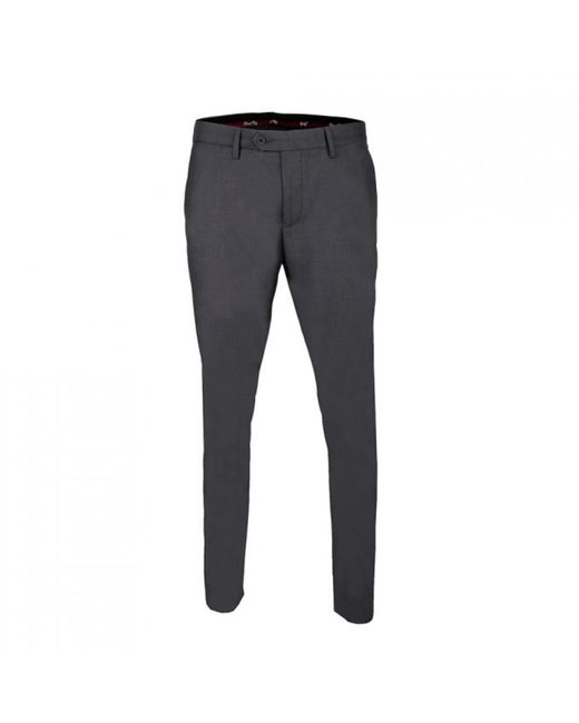DAVID WEJ Gray Neutrals Aldo Plain Smart Trousers With Belt Loops – Charcoal for men