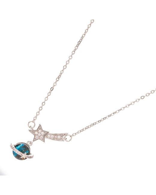 Ebru Jewelry Metallic Cosmic Journey Opal Star Drop Necklace