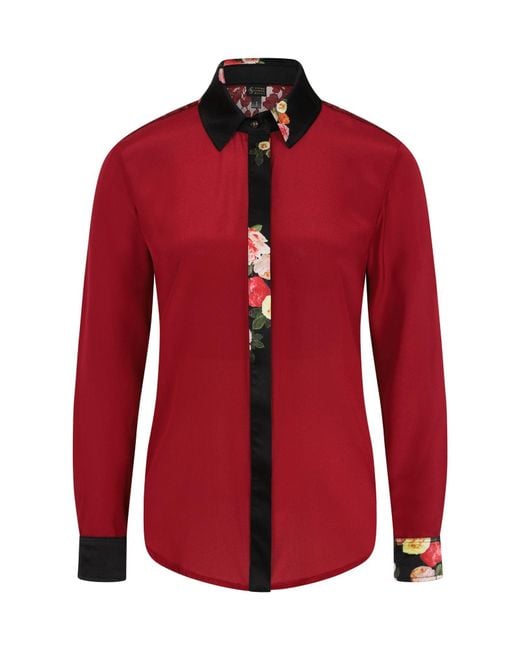 Sophie Cameron Davies Red Burgundy Classic Silk Shirt
