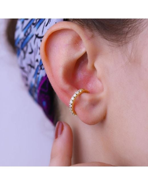 Spero London Metallic Cubic Zirconia Sterling Ear Cuffs No Piercing