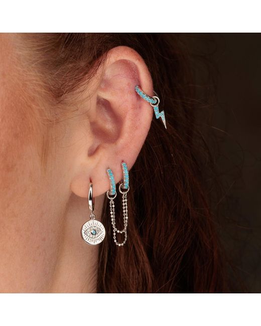 Scream Pretty Blue Lightning Bolt Charm Hoop Earrings