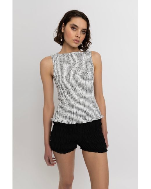 Amy Lynn White Sonya Pure Cotton Mono Check Top