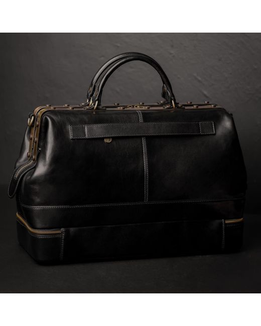 Time Resistance Black Leather Doctor Bag, Medical Bag, Leather Handbag