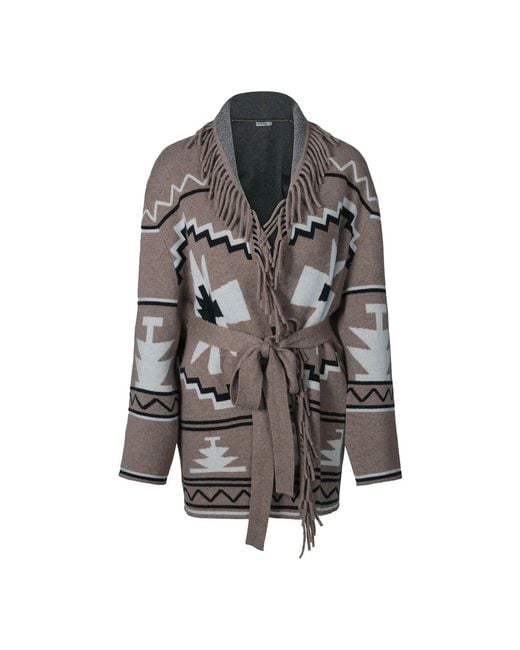 tirillm Gray Maggie Pattern Knitted Cashmere Cardigan, Melange