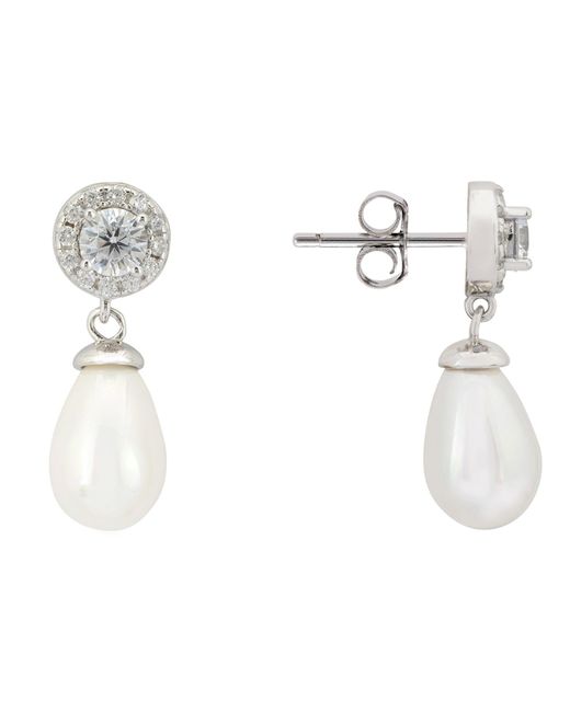Latelita London White Timeless Pearl Teardrop Earrings Silver