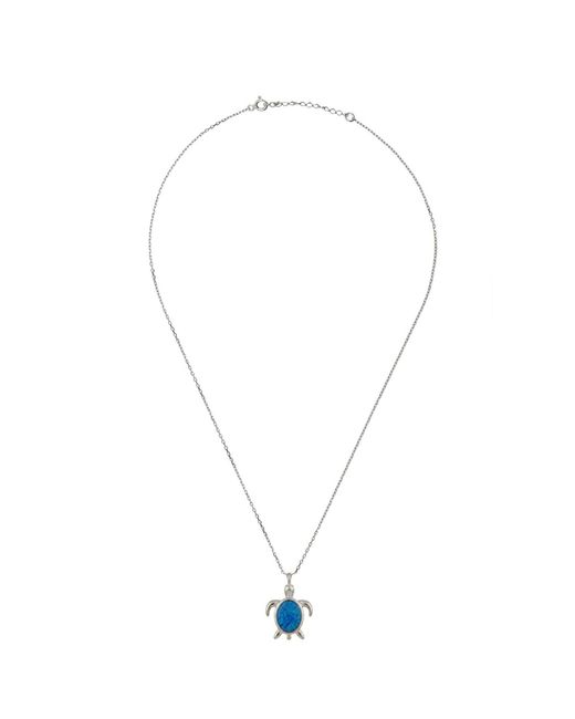 Latelita London Blue Sea Turtle Opal Pendant Necklace