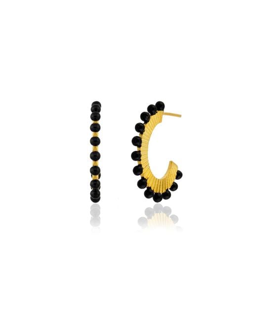 Milou Jewelry Black Oval Hoop Earrings