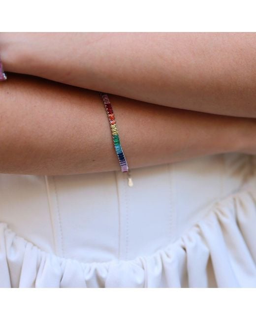 Spero London Blue Sterling Baguette Tennis Bracelet