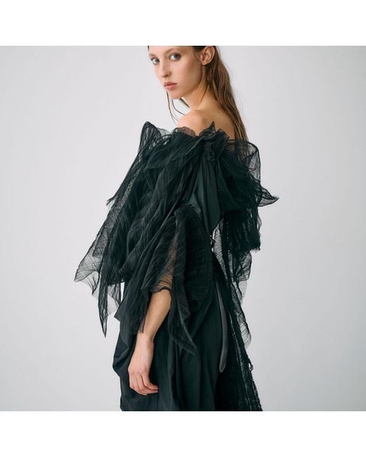 Miro Misljen Black Ethereal Drape Gown
