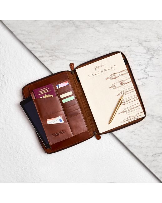 VIDA VIDA Brown Classic Tan Leather A4 Document Holder for men