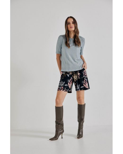 Lindsay Nicholas New York Blue Floral Jersey Short